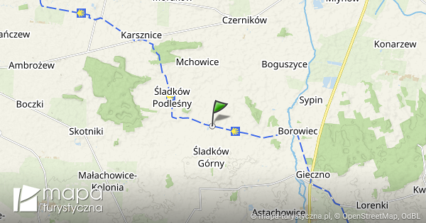 Śladków Rozlazły mapa szlaków turystycznych mapaturystyczna.pl
