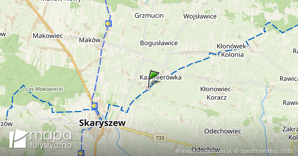 Wymysłów mapa szlaków turystycznych mapaturystyczna.pl