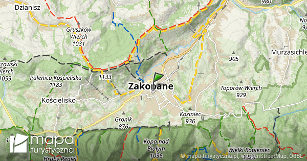 Zakopane Mapa Szlak w Turystycznych Mapa turystyczna pl