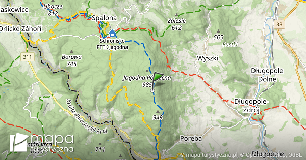Jagodna Mapa Szlak w Turystycznych Mapa turystyczna pl
