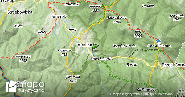 Wetlina Mapa Szlak w Turystycznych Mapa turystyczna pl