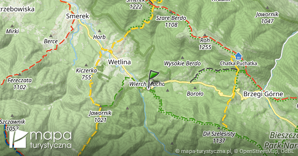 Wetlina Moczarne Mapa Szlak w Turystycznych Mapa turystyczna pl