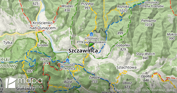 Szczawnica Mapa Szlak w Turystycznych Mapa turystyczna pl