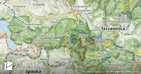 Trzy Korony Mapa Szlak w Turystycznych Mapa turystyczna pl