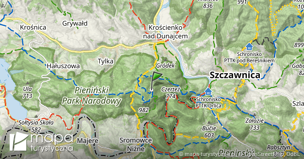 Zamek Pieniny Mapa Szlak w Turystycznych Mapa turystyczna pl