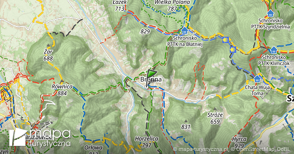 Brenna Mapa Szlak w Turystycznych Mapa turystyczna pl