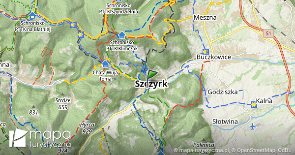 Szczyrk Mapa Szlak w Turystycznych Mapa turystyczna pl
