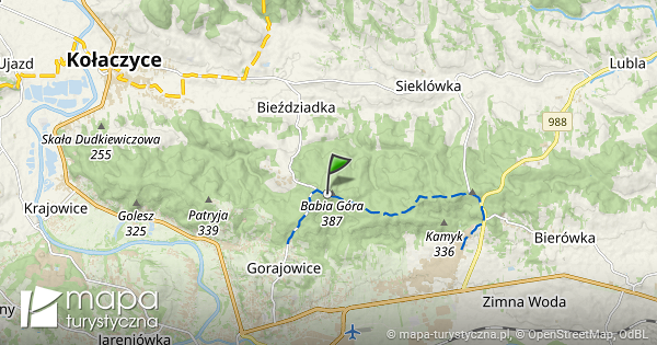 Babia Góra (Wzgórza nad Warzycami) - mapa szlaków turystycznych | mapa