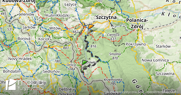 Trasa Przez Zieleniec Schronisko Pttk Orlica Mapa Turystyczna Pl