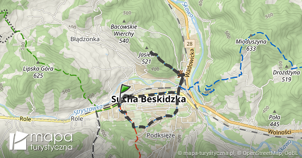 Trasa: Sucha Beskidzka, stacja kolejowa – Sucha Beskidzka, stacja kolejowa