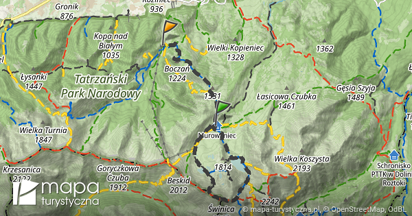 Trasa Schronisko Pttk Murowaniec Ku Nice Mapa Turystyczna Pl