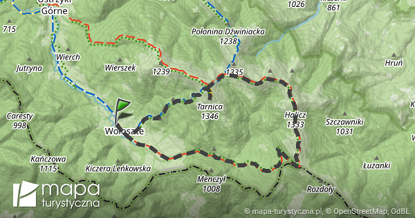 Trasa: Wołosate, początek/koniec Głównego Szlaku Beskidzkiego – Wołosate, początek/koniec Głównego Szlaku Beskidzkiego
