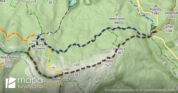 Trasa: Przełęcz Krowiarki – Przełęcz Krowiarki