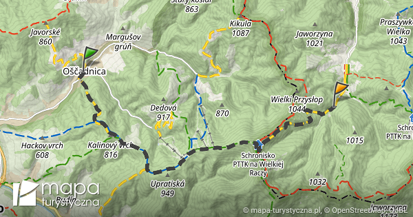 Trasa z Oščadnica mapaturystyczna.pl