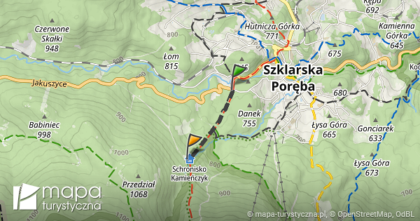 trasa do schronisko kamieńczyk mapa turystyczna pl