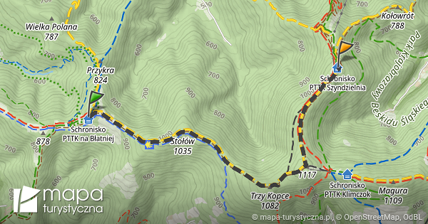 trasa schronisko pttk na błatniej schronisko pttk szyndzielnia