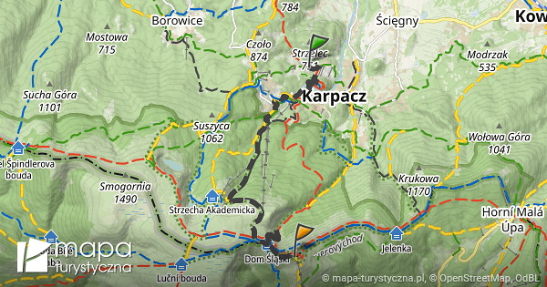 trasa przez schronisko dom Śląski mapa turystyczna pl