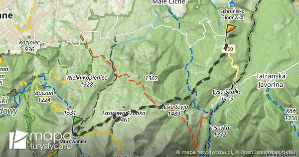 Trasa Z Schronisko Pttk Murowaniec Mapa Turystyczna Pl