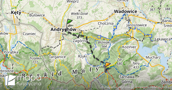 Trasa Z: Andrychów | Mapa-turystyczna.pl