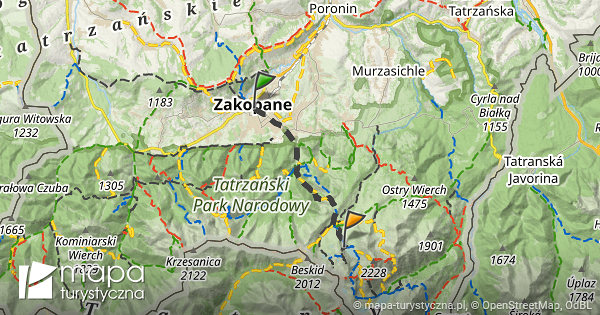 Trasa: Zakopane – Czarny Staw Gąsienicowy | mapa-turystyczna.pl