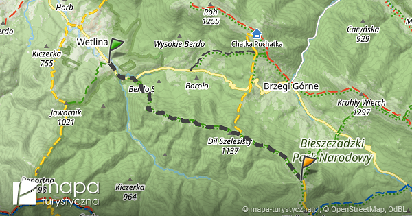 Trasa Wetlina Ma a Rawka Mapa turystyczna pl