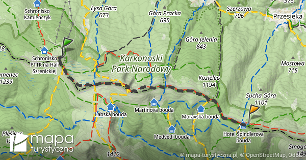 Trasa Przez Schronisko Szrenica Mapa Turystyczna Pl