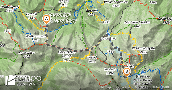 Trasa Giewont Dolina Pi ciu Staw w Polskich Ni nie Solnisko Mapa trasa-giewont-dolina-pi-ciu-staw-w-polskich-ni-nie-solnisko-mapa