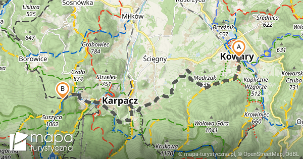 Trasa Kowary Karpacz R wienka Mapa turystyczna pl