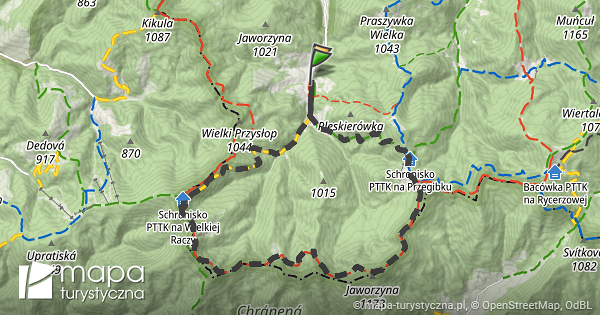 Trasa Przez Schronisko Pttk Na Prze Czy Przegibek Mapa Turystyczna Pl