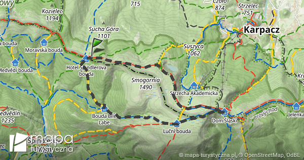 Trasa Schronisko Pttk Odrodzenie Schronisko Pttk Odrodzenie Mapa