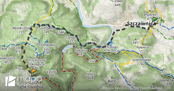 Trasa Szczawnica Schronisko Pttk Trzy Korony Mapa Turystyczna Pl