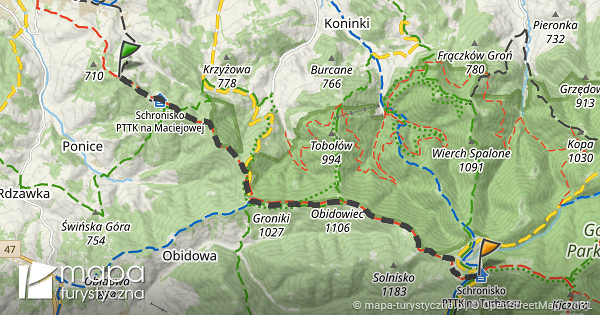 Trasa Maciejowa Schronisko Pttk Turbacz Mapa Turystyczna Pl