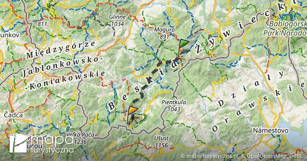 trasa schronisko pttk na rysiance bacówka pttk na rycerzowej mapa