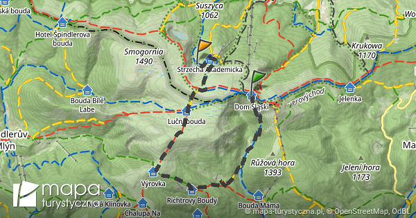 trasa z schronisko dom Śląski mapa turystyczna pl