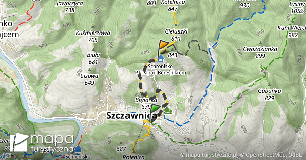 Trasa Szczawnica Bac Wka Pttk Pod Bere Nikiem Mapa Turystyczna Pl