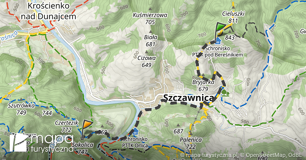 trasa bacówka pttk pod bereśnikiem sokolica mapa turystyczna pl