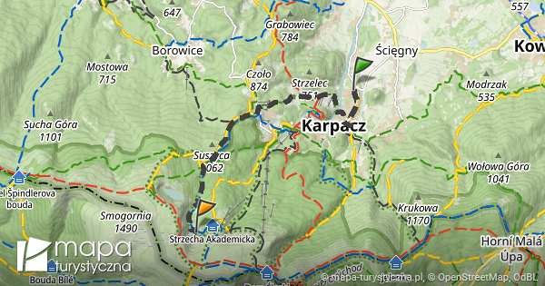 Trasa Karpacz Schronisko Pttk Samotnia Mapa Turystyczna Pl