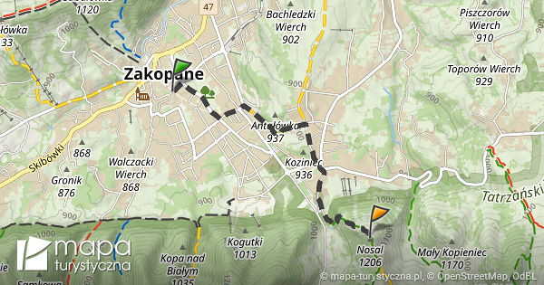 Trasa Zakopane Nosal Mapa turystyczna pl