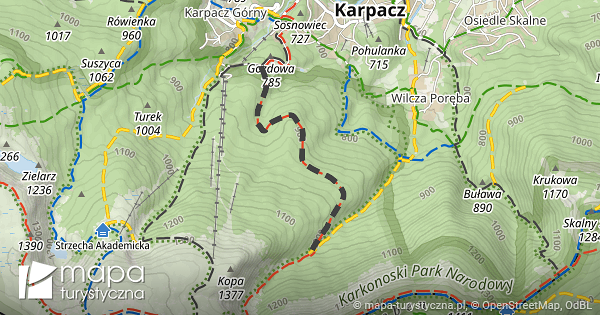 Karpacz Orlinek Dolina omniczki Mapa turystyczna pl