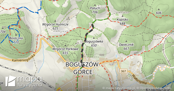 Rozej cie Szlak w Bogusz w Gorce Mapa turystyczna pl
