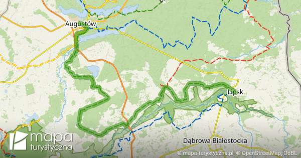 Zielony szlak turystyczny Augustów – Lipsk | mapa-turystyczna.pl