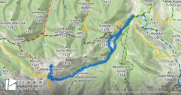 Niebieski szlak turystyczny Kuźnice – Giewont | mapa-turystyczna.pl