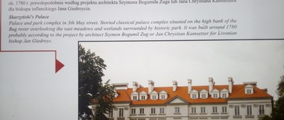 Barcice ↔ Wyszków [Tablica informacyjna przy Pałacu Skarżyńskich w Wyszkowie.]